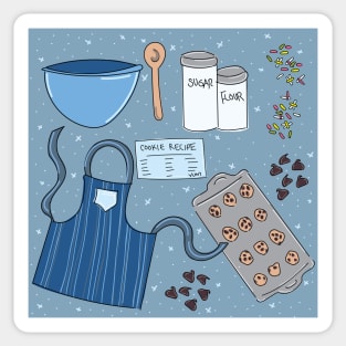 Holiday Baking, Winter theme cute baking cookies scene. Sticker